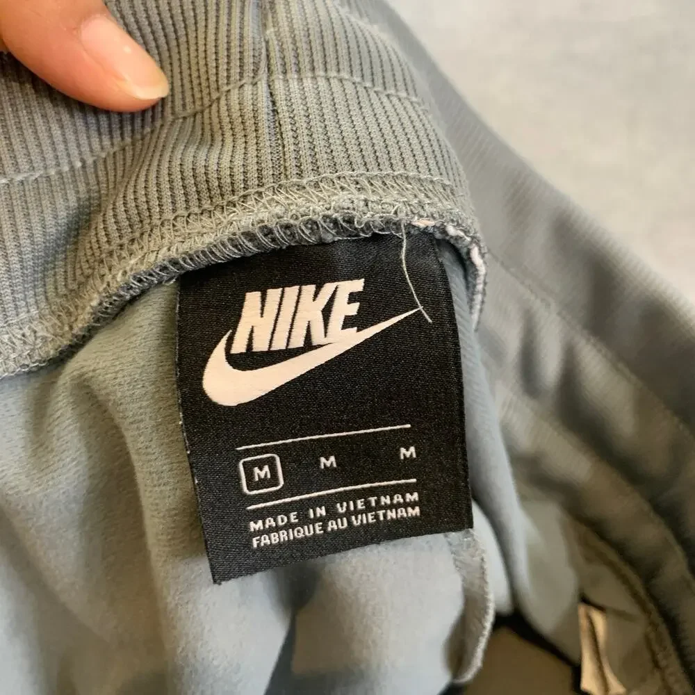 Nike Joggers Womens Medium Gray White Heritage Track Fleece Lined Tapered Pants